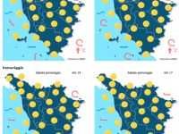 Le previsioni meteo del consorzio Lamma per sabato 13 Giugno mappa
