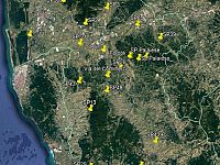 Cartina della Provincia di Pisa con indicate le zone dei controlli sin qui effettuati da parte delle pattuglie