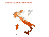 superficie incendi 2025 mappa italia regioni