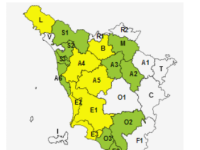 La mappa dell'allerta per rischio idraulico della Regione Toscana
