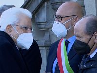 Il presidente della Repubblica Sergio Mattarella stamani a Scandicci
