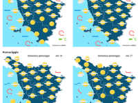Le previsioni meteo del consorzio Lamma per domenica 14 Giugno mappa