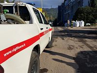 I vigili del fuoco sul luogo dell'incendio