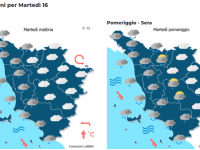Le previsioni meteo del consorzio Lamma per martedì 16 Dicembre