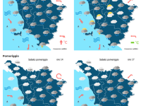 Le previsioni meteo del consorzio Lamma per sabato 14 Febbraio mappa