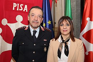 Il comandante della polizia municipale Alberto Messerini e l'assessora Giovanna Bonanno