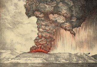 eruzione krakatoa litografia
