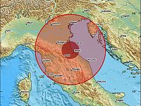 L'area in cui è stato avvertito il terremoto