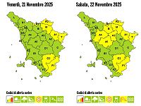 La mappa dell'allerta della Regione Toscana