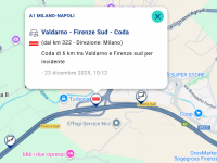 Il punto critico segnalato nelle mappe di Autostrade per l'Italia