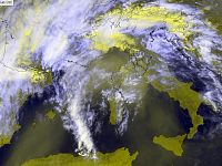 L'intrusione di polveri desertiche il 29 Marzo nelle immagini del satellite