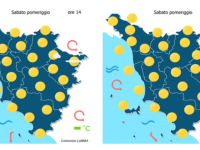 Le previsioni meteo del consorzio Lamma per sabato 21 Febbraio mappa