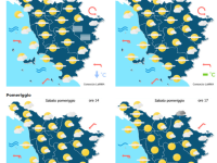 Le previsioni meteo del consorzio Lamma per sabato 17 Gennaio mappa