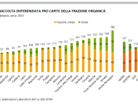 grafico a candela raccolta organico per regione