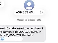 Un esempio degli Sms truffa