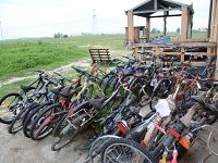 Le biciclette recuperate dalla polizia locale di Pontedera (Foto Mirko Melai)