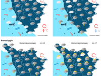Le previsioni meteo del consorzio Lamma per domenica 10 Maggio mappa