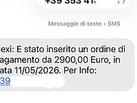 Un esempio degli Sms truffa