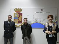 Da sinistra il capo di gabinetto Fabio Scalisi, Paolo Lazzerini e il questore Alessandra Faranda Cordella