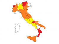 La mappa a colori del rischio morti bianche in Italia (Fonte: Osservatorio sicurezza sul lavoro Vega Engineering)