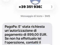 Un esempio degli Sms truffa