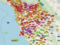 I cumulati registrati in Toscana (Lamma Meteo / Telegram)