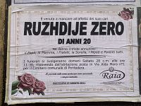 Il manifesto funebre di Ruzhdije Zero