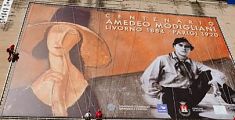 Inaugurata la gigantografia di Modigliani - VIDEO