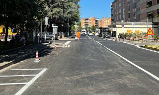 L'intervento di asfaltatura in via Cigoli
