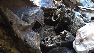 L'interno di un'auto andata a fuoco