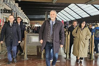Il capogruppo Ceccarelli alla stazione di Firenze Santa Maria Novella