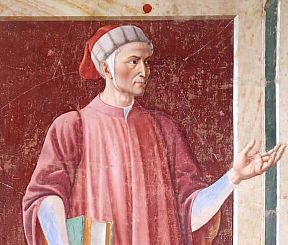 Particolare dell'affresco di Dante realizzato da Andrea del Castagno