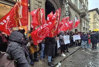 Il presidio dei lavoratori