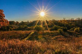 sole su un campo d'autunno