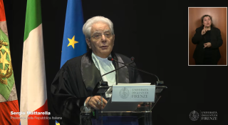 Il presidente Mattarella durante la sua lectio magistralis