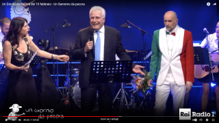 Giani con Beppi Cucciari e Giorgio Lauro durante la trasmissione