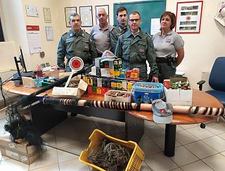 Parte dei materiali sequestrati dalla polizia provinciale di Lucca