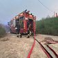 Fiamme lungo le sponde del fiume 