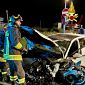 Auto distrutta dopo l'incidente